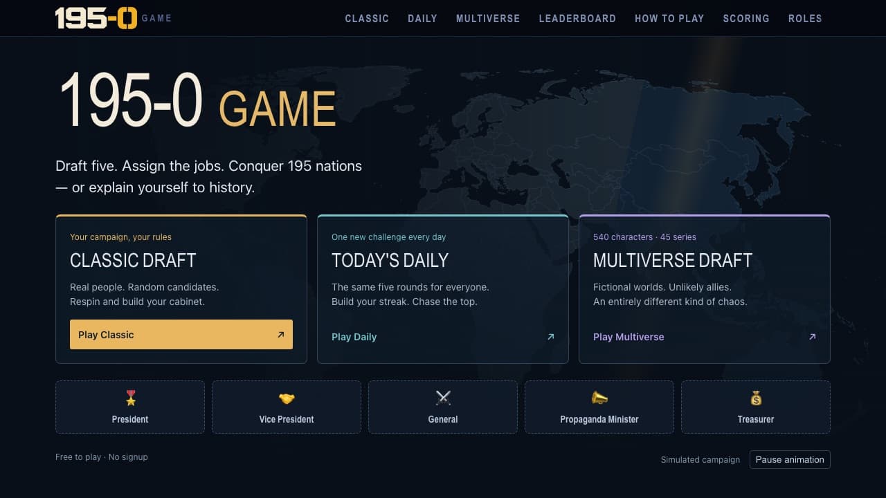 195-0 Game — Play 195-0 World Draft Online Free