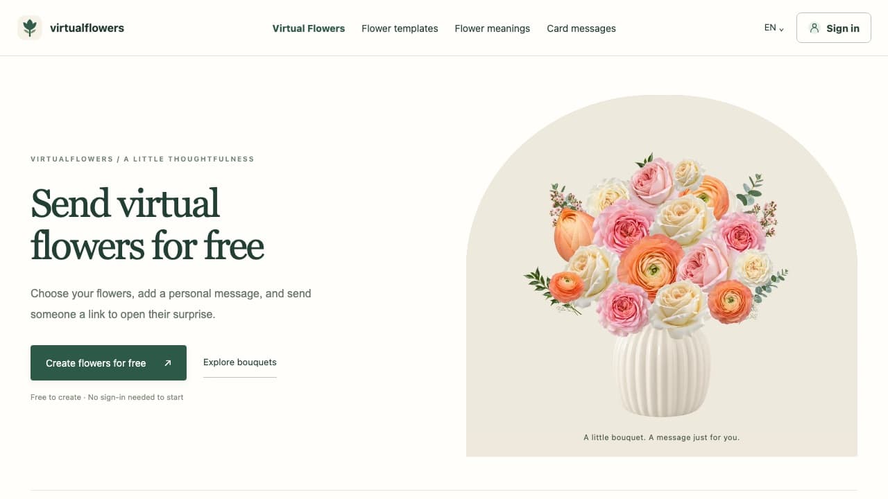 Virtual Flowers – Send virtual flowers for free with a personal message